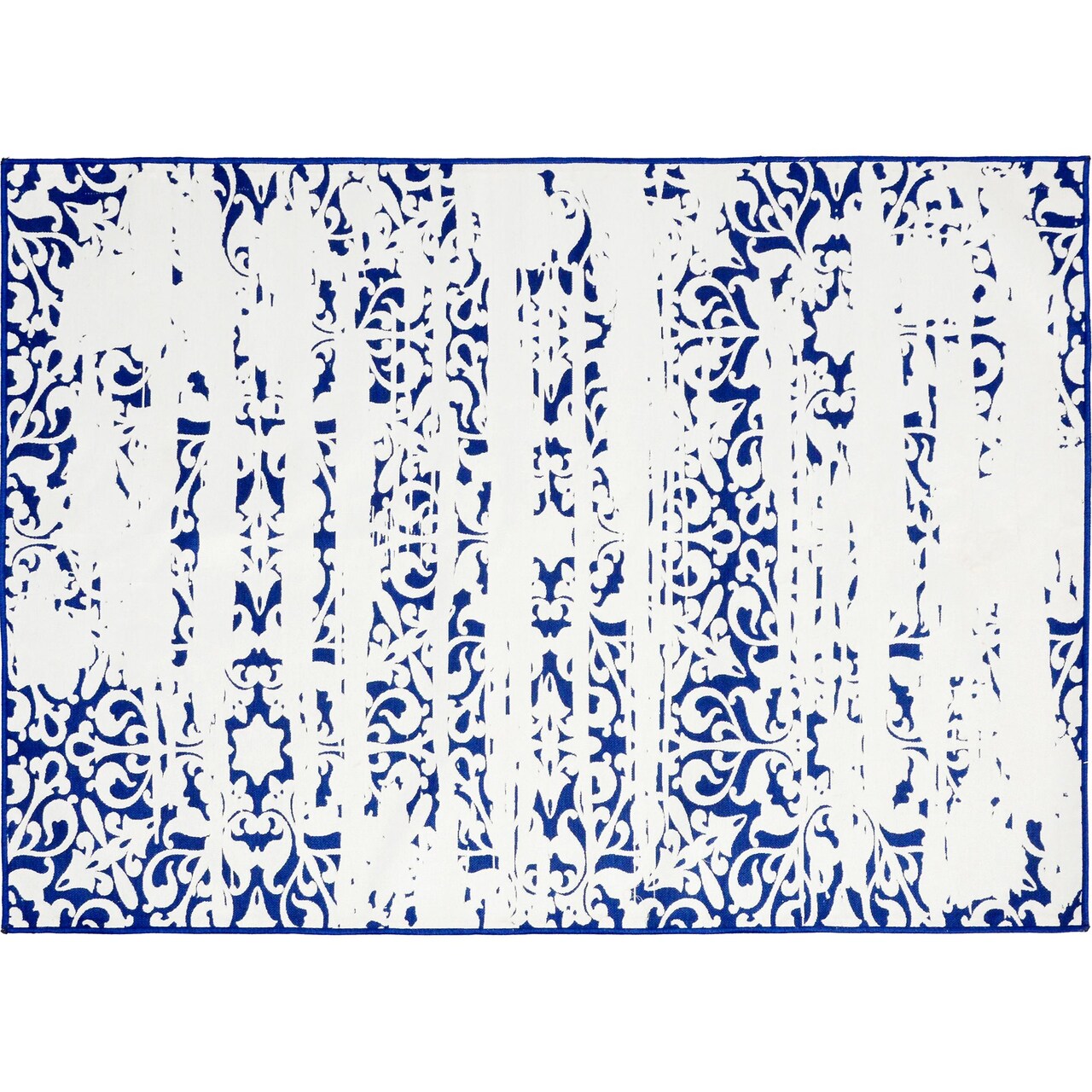 Signature Home Collection Transitional Rectangular Outdoor Area Throw Rug - 5' x 8' - Blue and White